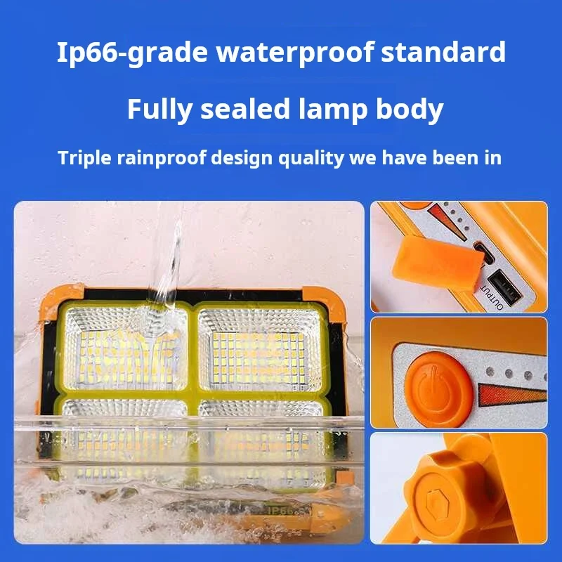 XINSITE IP65 High Power Solar Rechargeable Light Emitting Diode Flood Light