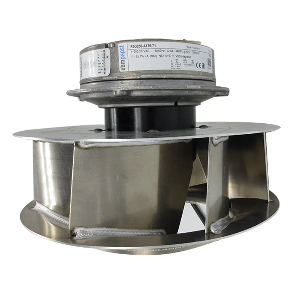 

zz для R3G250-AT39-71 R3G250-AD63-22 EC 230 В переменного тока 448 Вт 2,8 А 3000 об/мин Вентиляция с переменной частотой Центробежный охлаждающий вентилятор