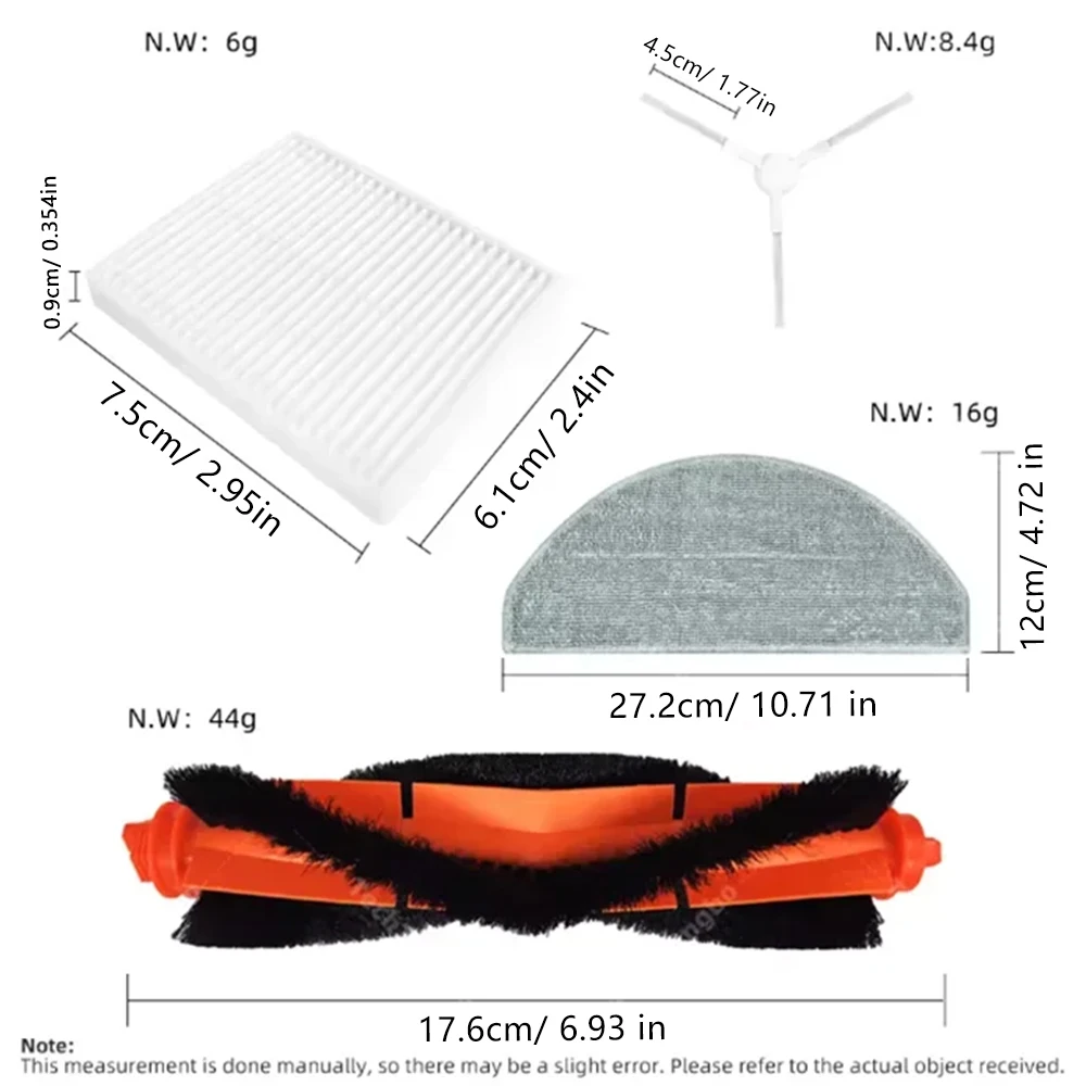 For Xiaomi S20 E12 E10 B112 robot vacuum cleaner Accessories, main brush side brush mop cloth HEPA filter spare parts
