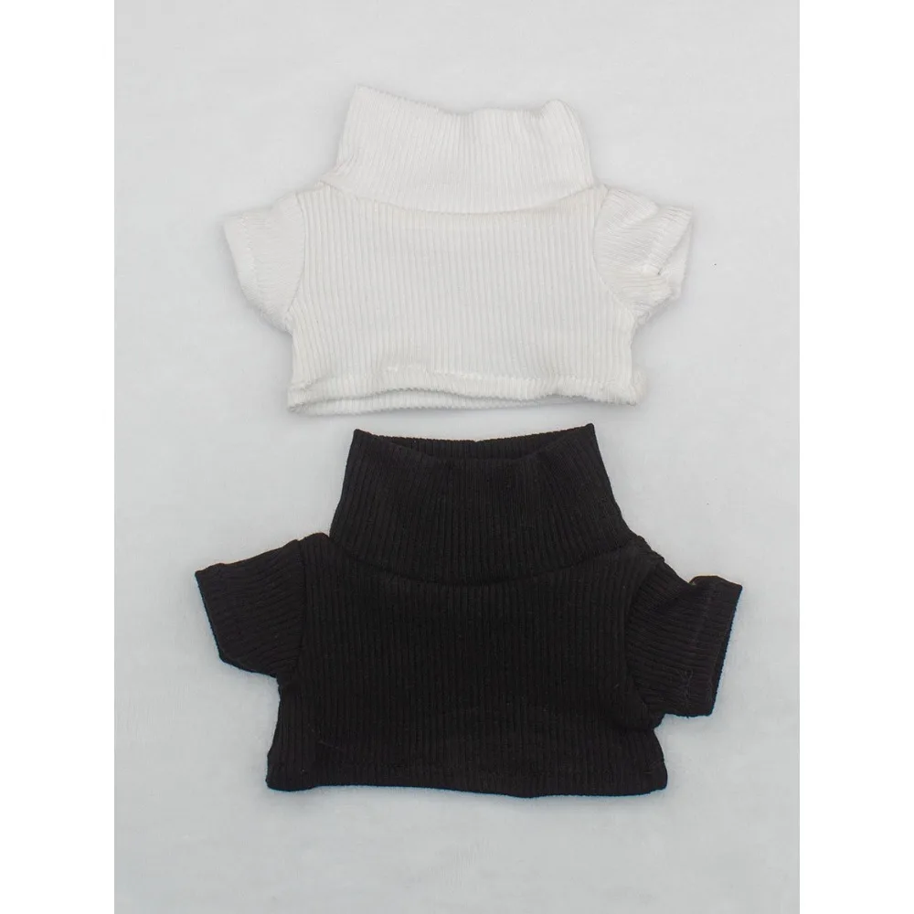 20cm No Attribute Cotton Doll Turtleneck Undershirt Striped Short Sleeve Inner Top Black White Basic Doll Outfit