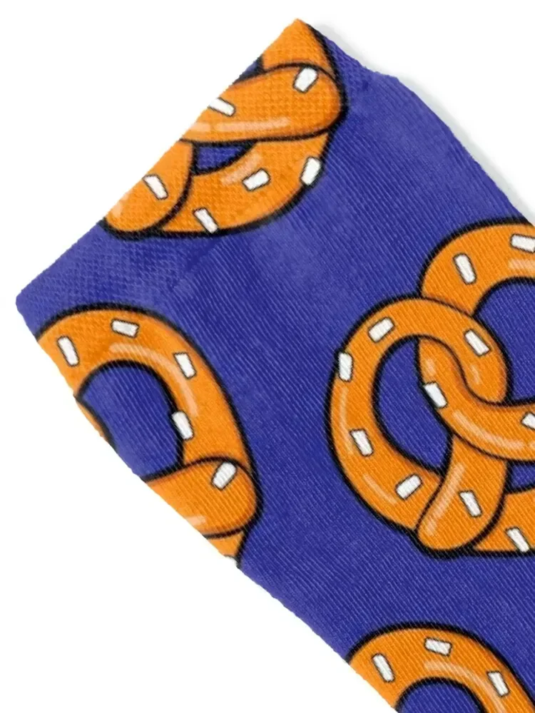 Pretzel pattern on blue Background Socks anti-slip Hiking boots Mens Socks Women's