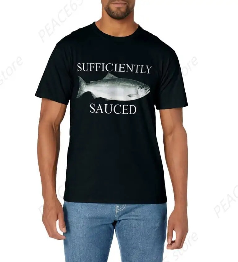 Funny SUFFICIENTLY SAUCED ANGLER LOVERS FISHER FOLK T-Shirt Unisex COTTON