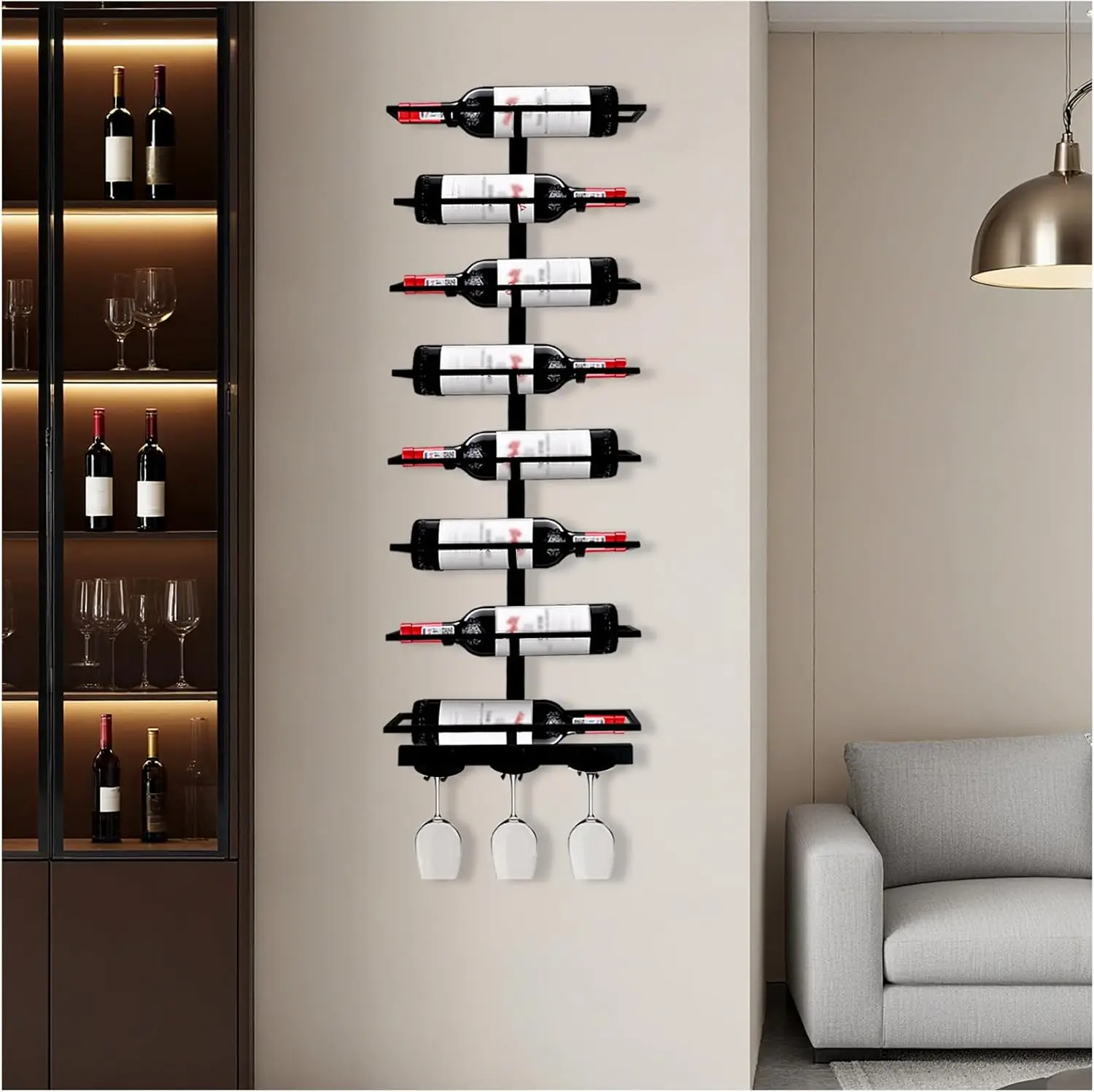 

Небольшая настенная стойка, настенная подвесная винная полка с комбинированным бокалом для вина и хранением бутылок, современное хранилище вина - НОВИНКА