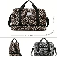 Leopard Printing Travel Bag Large Capacity Sports Gym Bag With Independent Shoe Compartment Weekend Overnight Duffel Bag 3