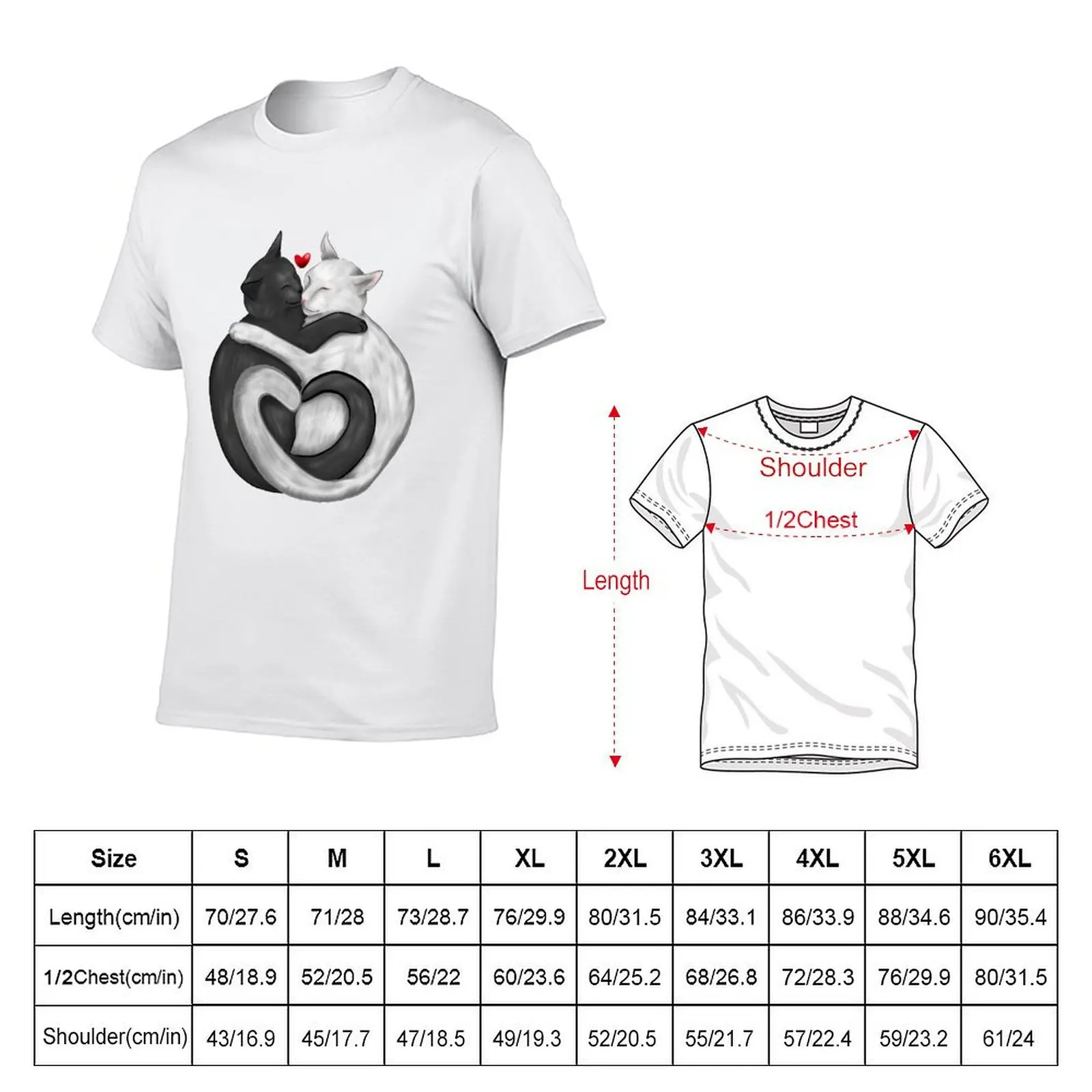 Heart-filled Cats T-Shirt All Match Print Short Sleeve Top