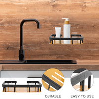 No Drilling Shower Organizer Hanging Storage Basket Black Wall Mounted Metal Wire Bath Essential Shelf Bathroom Sundries