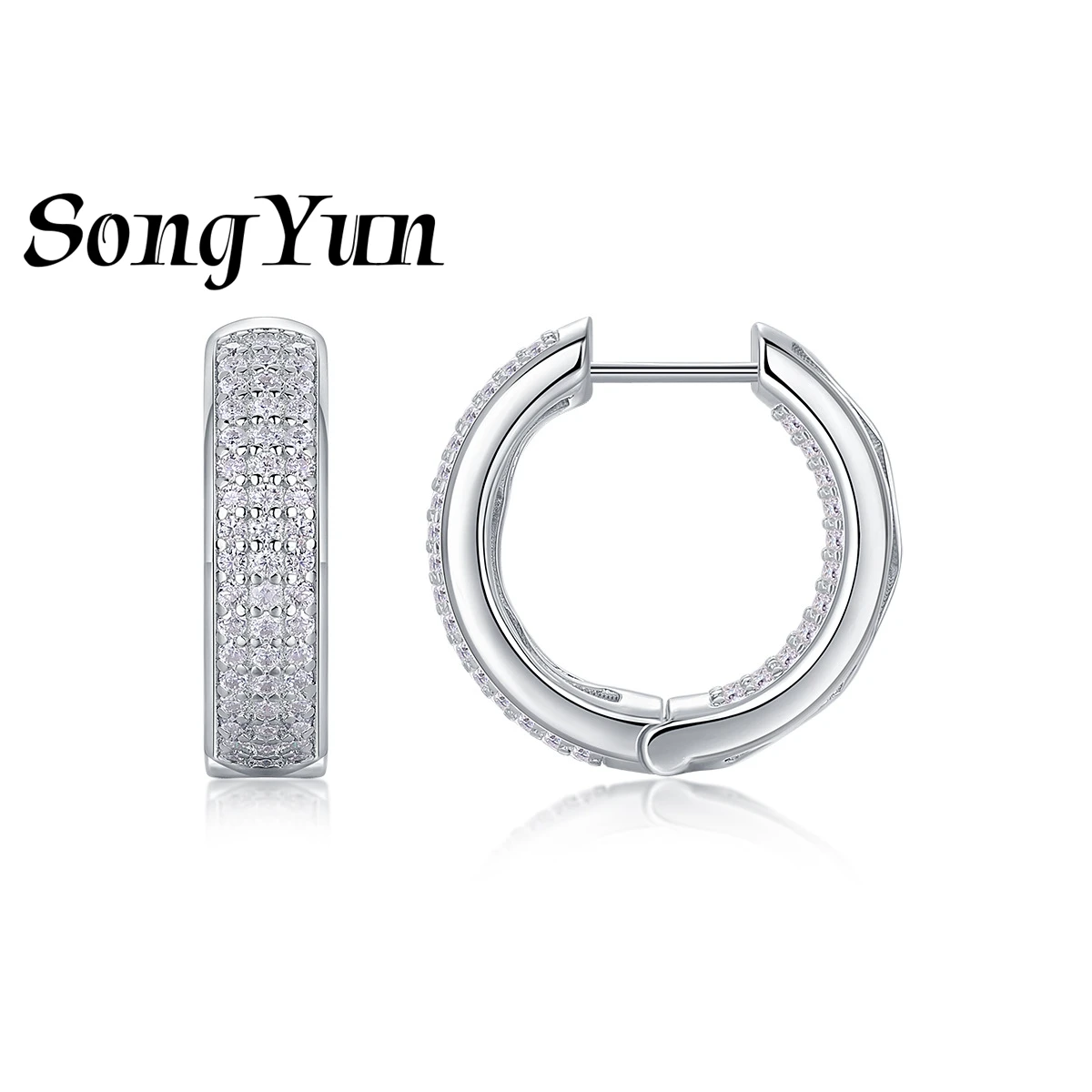 SONGYUN Brand Jewelry 925 Sterling Silver Stud Earrings D Color Moissanite Diamond Party Women 18K Gold Plated Earring Jewelry