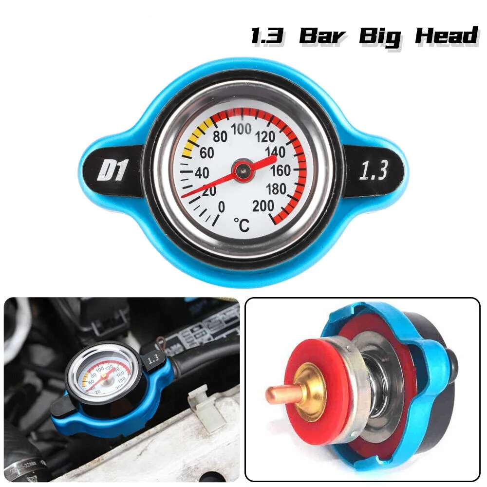

PANGOLIN Radiator Cap With BuiltIn Temperature Gauge 13 Bar Pressure Relief Valve Blue Color Direct Fit Replacement For Cars