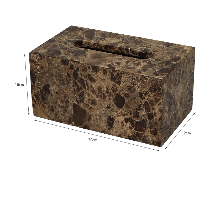 Wholesale Customized Factory Outlet 20x12x10CM Cuboid Natural Marble Stone Medium Tissue Box Storage Organization Case