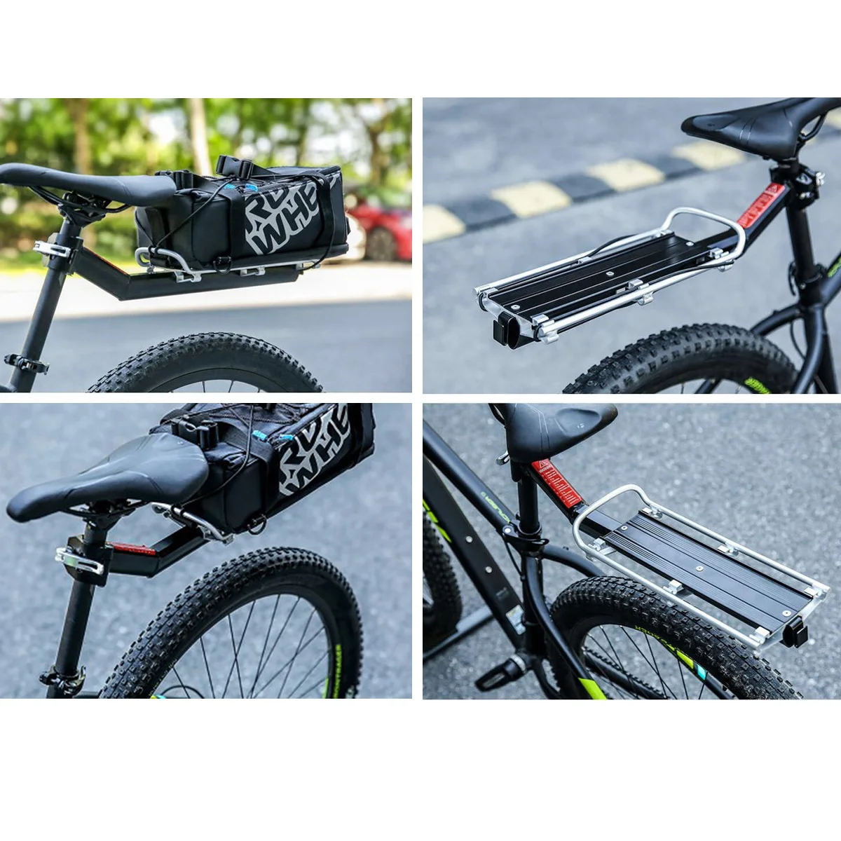 

Bike Carrier Rack Aluminum Alloy Durable Lightweight Compact Design Movable Fixed Luggage Carrier for Road Mountain Bikes