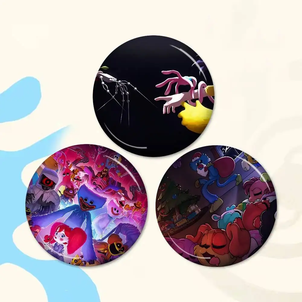 Game Poppy-p-playtimes 58mm Cute Anime Figure Icon Badge Handmade Tinplate Brooch for Backpack Clothes Chest Ornament Gifts
