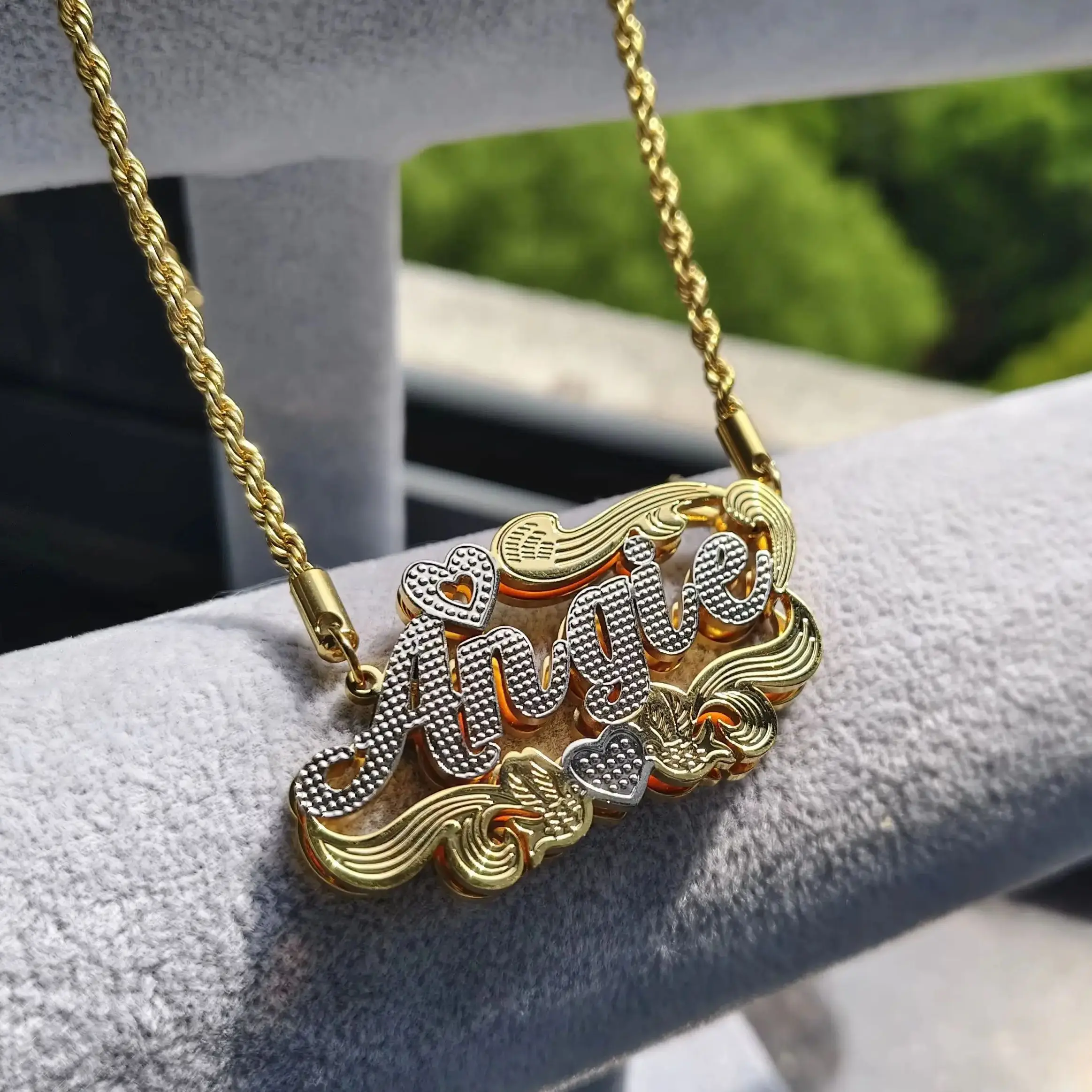 

DHQH 2025, двухслойное ожерелье-цепочка с индивидуальным именем, персонализированное ожерелье с буквами 3D, персонализированное ожерелье, Рождественский подарок