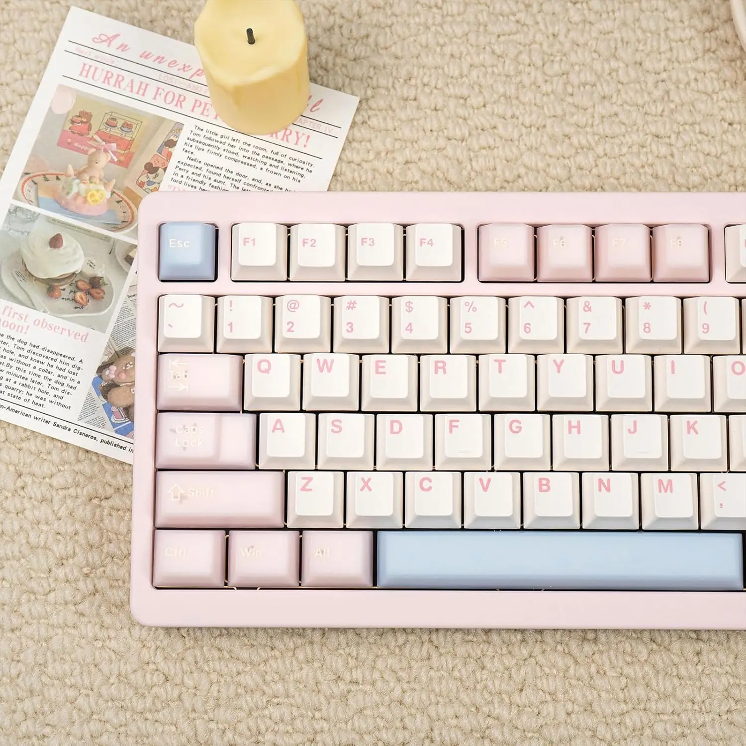 

Колпачки для клавиш Cherry Profile, 60% формат, сублимационная печать, милые кейкапы для механических клавиатур 60%, 65%, 75%, 100% с переключателями MX (164 клавиши)