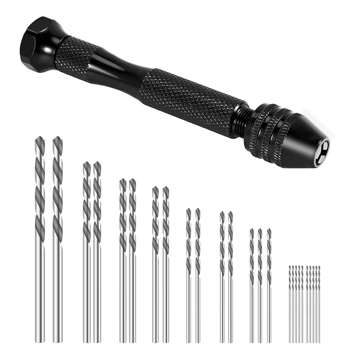 Hand Twist Drill Bits Set,DIY Precision Pin Vise Model Mini Hand Spiral Drill with 25pcs 0.3mm to 3.0mm Micro-Drill Bits