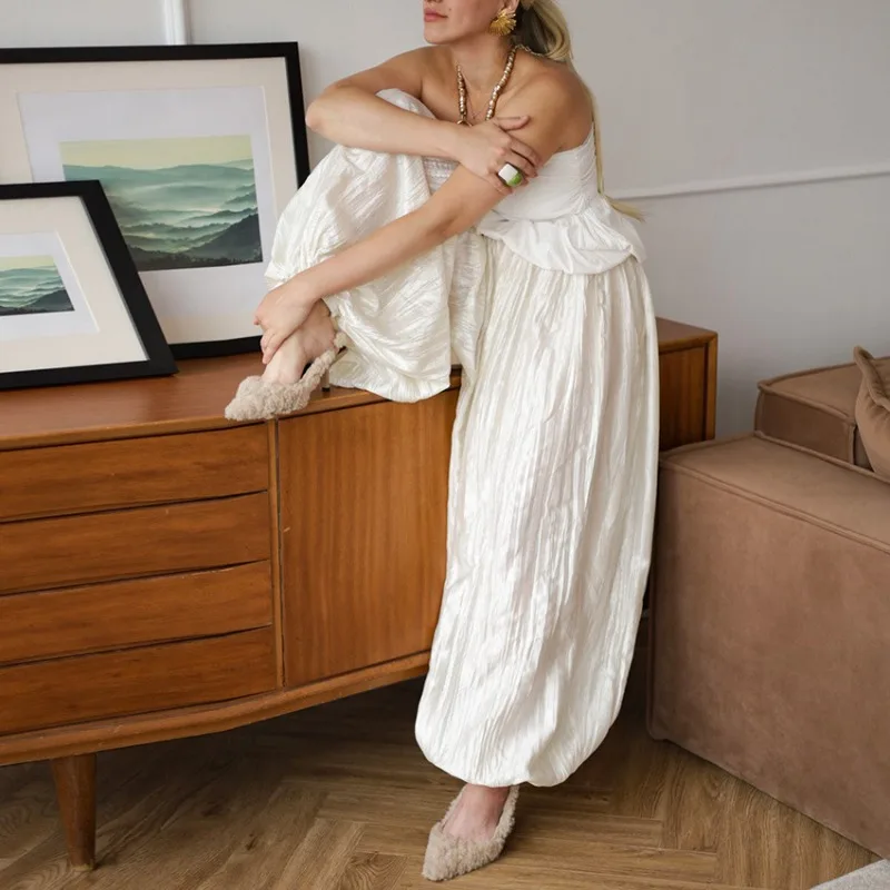 

Tsiisd Casual Loose Women's Lantern Pants Fashion Patchwork Commuting Loungewear Streetwear Trousers Solid Female Pants 2026 New