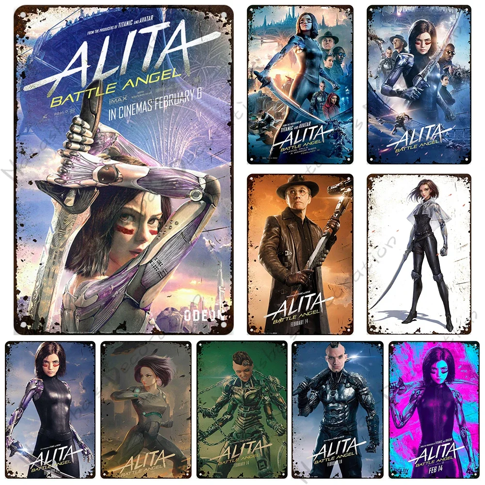 2019 Alita Battle Angel Movie Metal Tin Sign Vintage Poster Decorative Plate Bar Club Metal Signs Poster Retro Metal Plaque