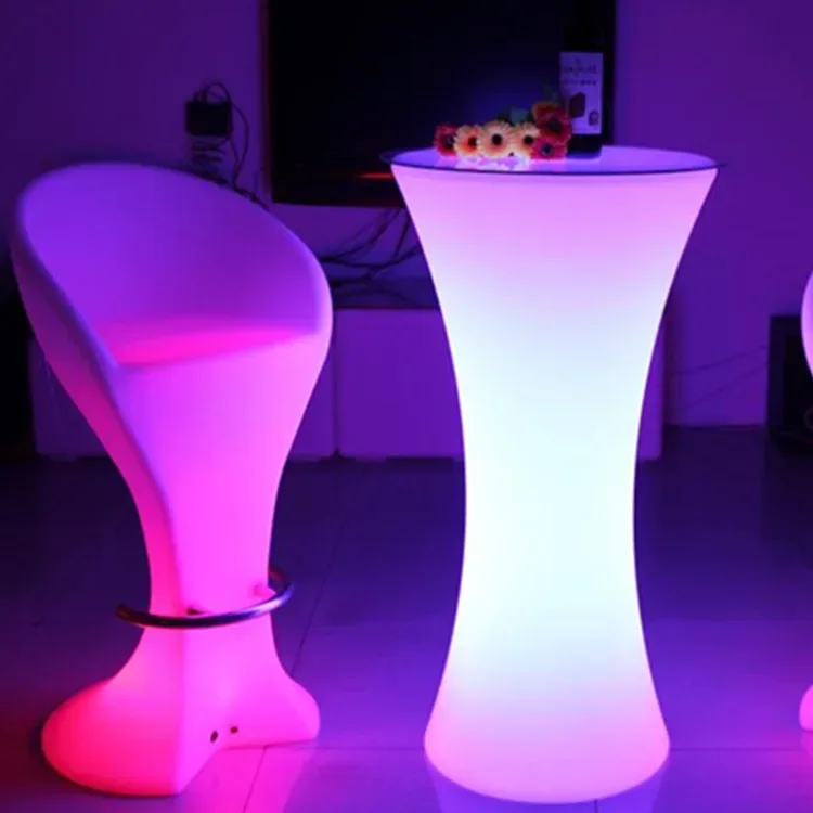 Taburete de plástico LED para Bar, mesa luminosa que cambia de Color, Envío Gratis