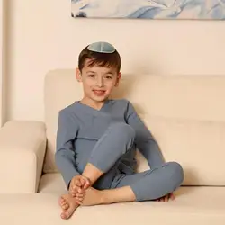 Malis 2024 Famliy Pajamas Kids Long Sleeve Ribbed Sleepwear Clothes Set Brother Sister Matching Pyjamas Set