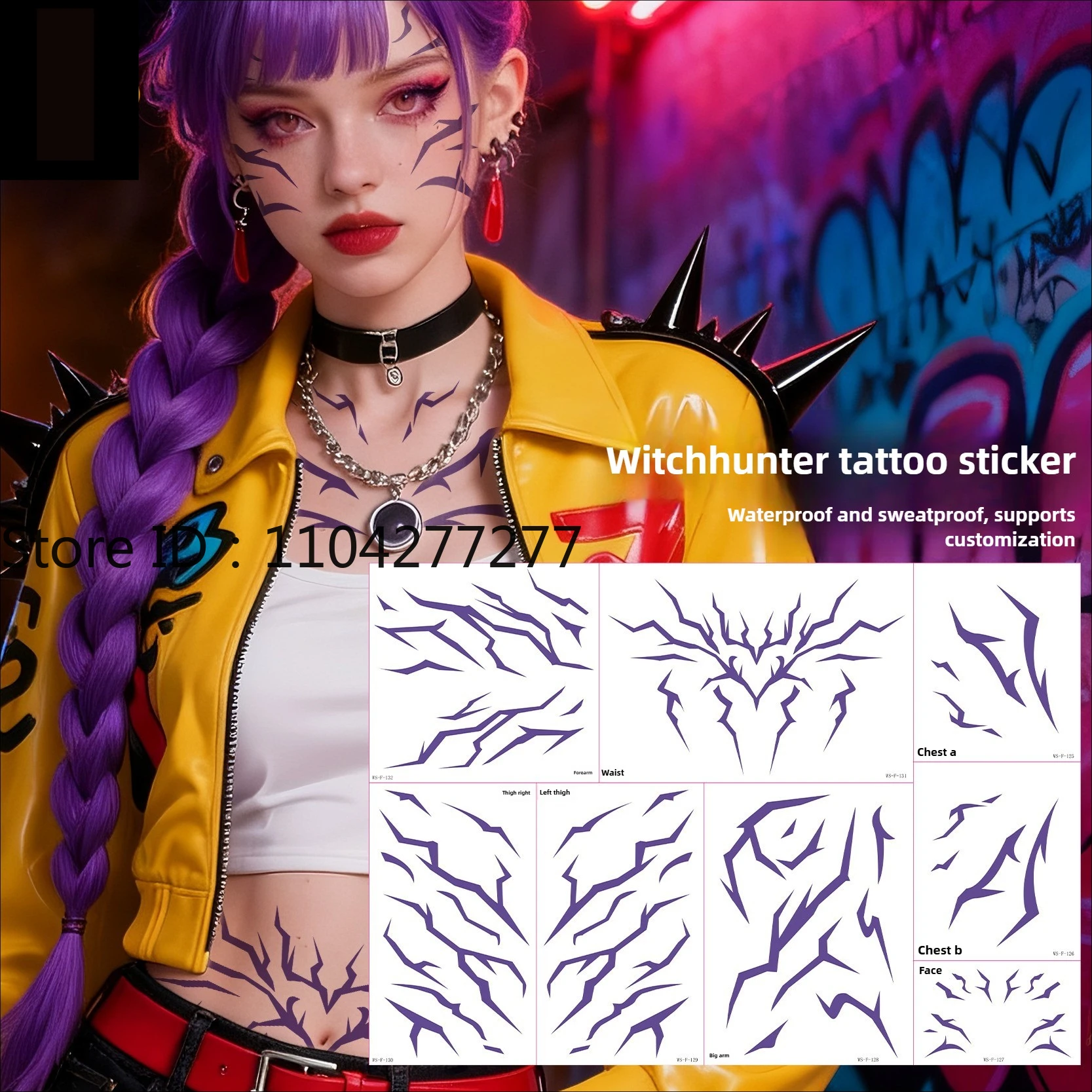Devil Tattoo Sticker Korea POP Girls Demon Cosplay Prop Tattoo Sticker Halloween Christmas Party Decor Gifts