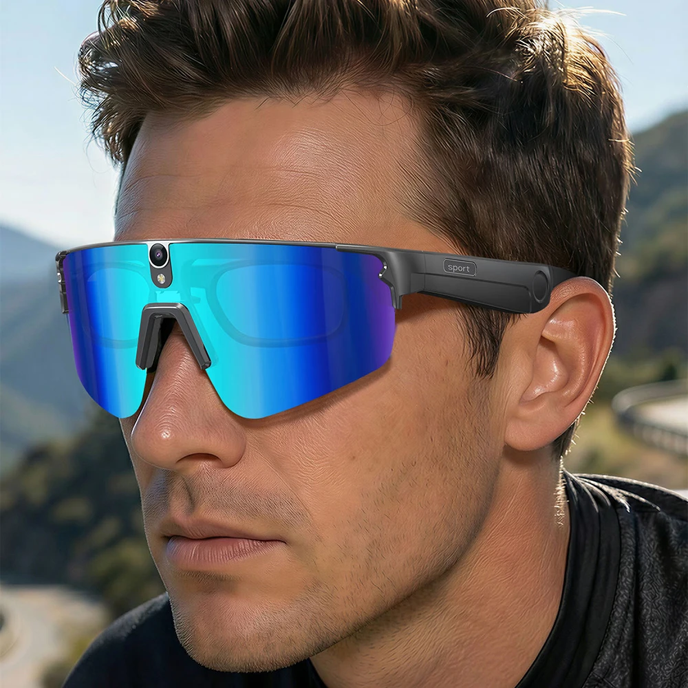 

Smart AI Cycling Glass 8MP HD Camera Dual MIC Video Recording Real-time Translation Bluetooth Call IP66 Waterproof Sport Glasses