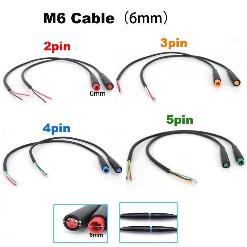 M6 2 3 4 5 Pin Julet Electric Butt Plug Connector Wiring Line Scooter Brake Cable Pluger Signal Sensor R23