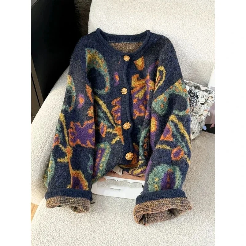 

Women's Winter Thiened Metal Sweater Cardigan New Sle Bright Tead/Beaded Coolmax Fiber Ladies Knitted Sweater Cardigan