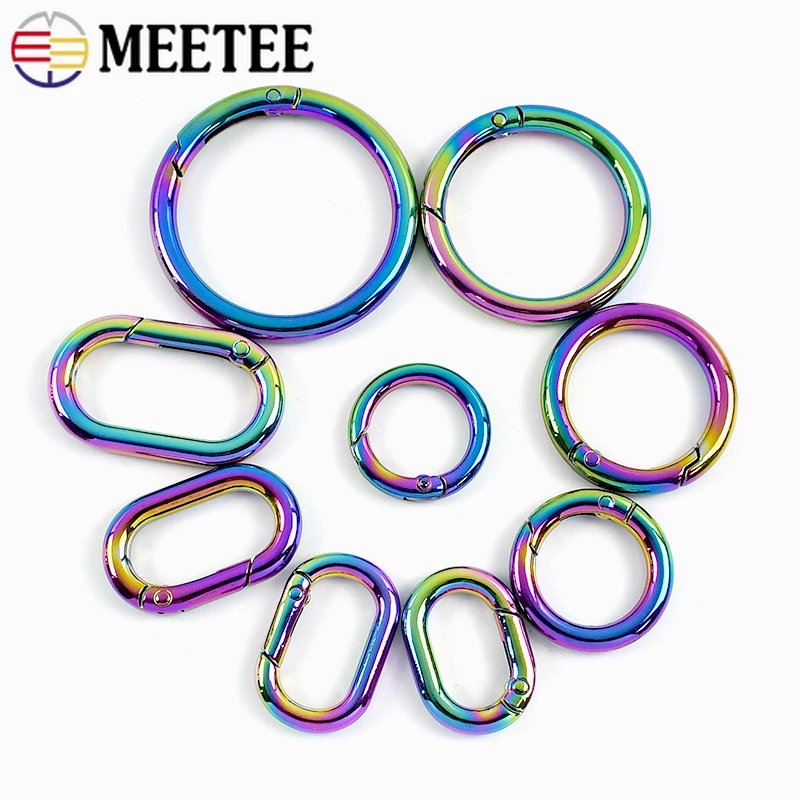 

5/10Pcs Meetee 10-50mm Metal Buckles Carabiner Clips O Ring for Keychain Openable Snap Hook Bag Strap Spring Clasp Accessories