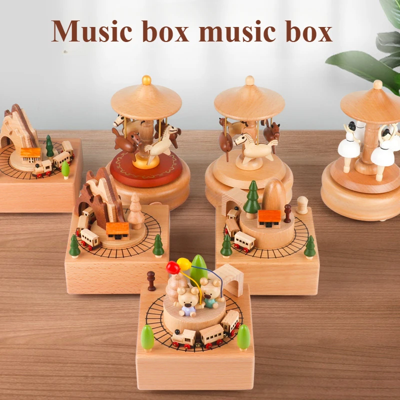 

Wooden Music Box Creative Carousel for Home Decoration Valentine's Day Girl Boy Birthday Gift