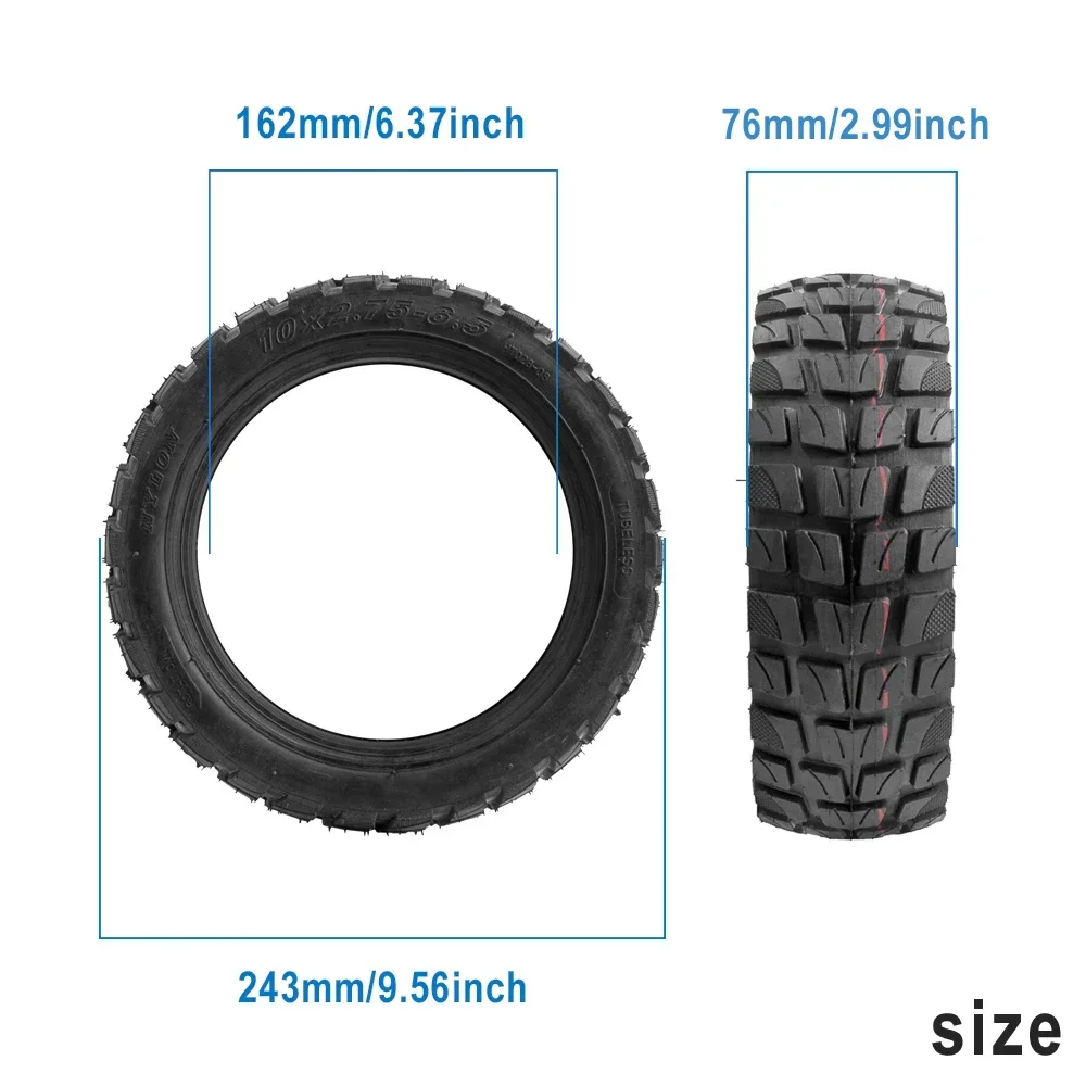 10 Inch Vacuum Tire Tubeless 10x2.75-6.5 Off-Road Tires Kickscooter Wearproof Rubber Tyre for Electric Scooter Wheel Accessories