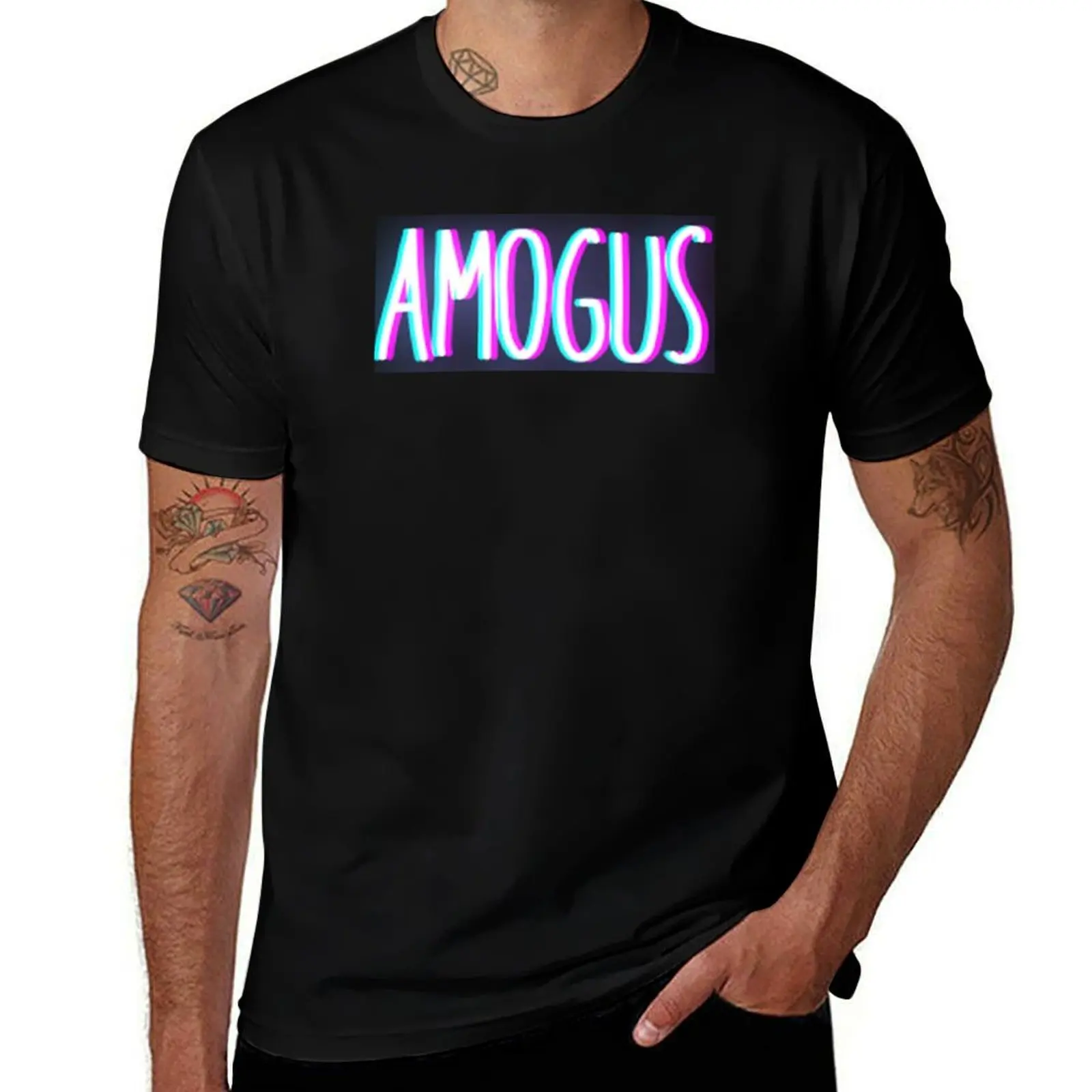 Amogus glitched T-Shirt Sweat Absorbing Sports Tee Shirt T-Shirt