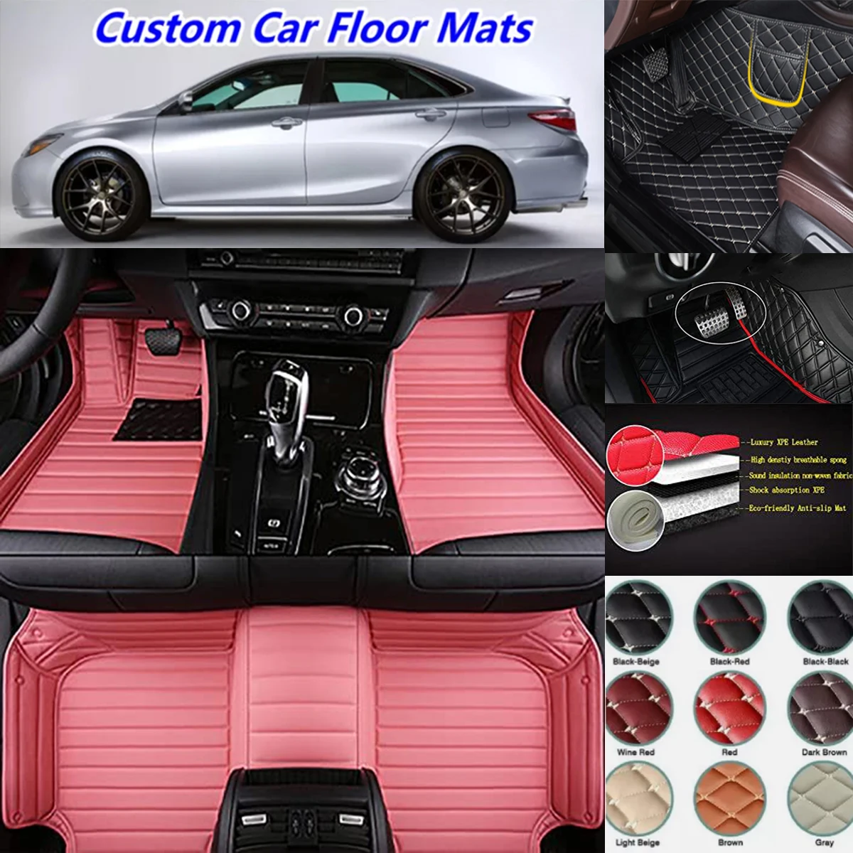 

Custom Car Floor Mats For Hyundai Coupe Genesis-Coupe Auto Carpets Accessories Waterproof Leather Floor Liners
