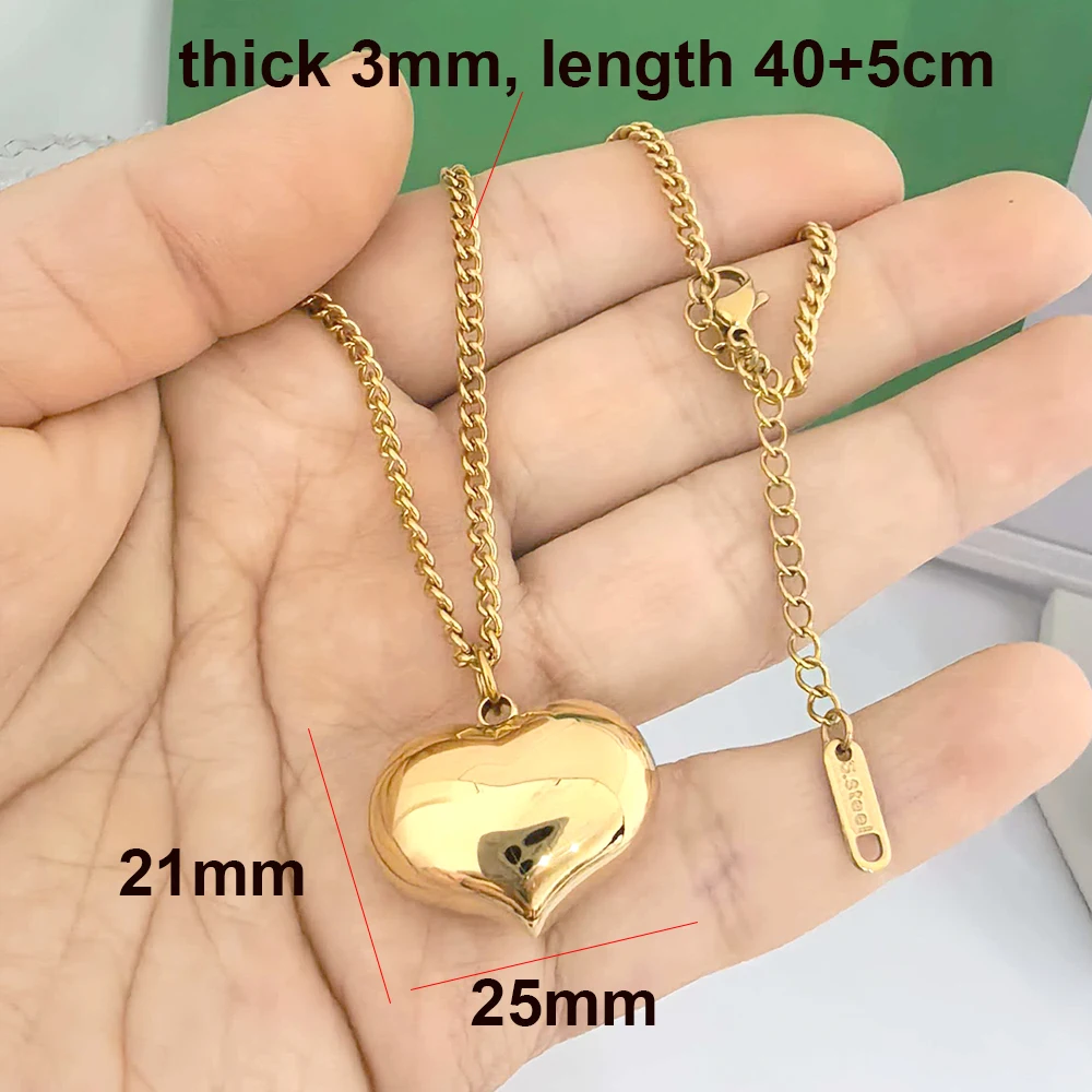 Glatter Herzanhänger Halskette Choker für Damen, Edelstahlkette, Wasserfest, Gold- und Silberfarben, PVD-beschichtet, Minimalistisches Liebesdesign – Detail 1