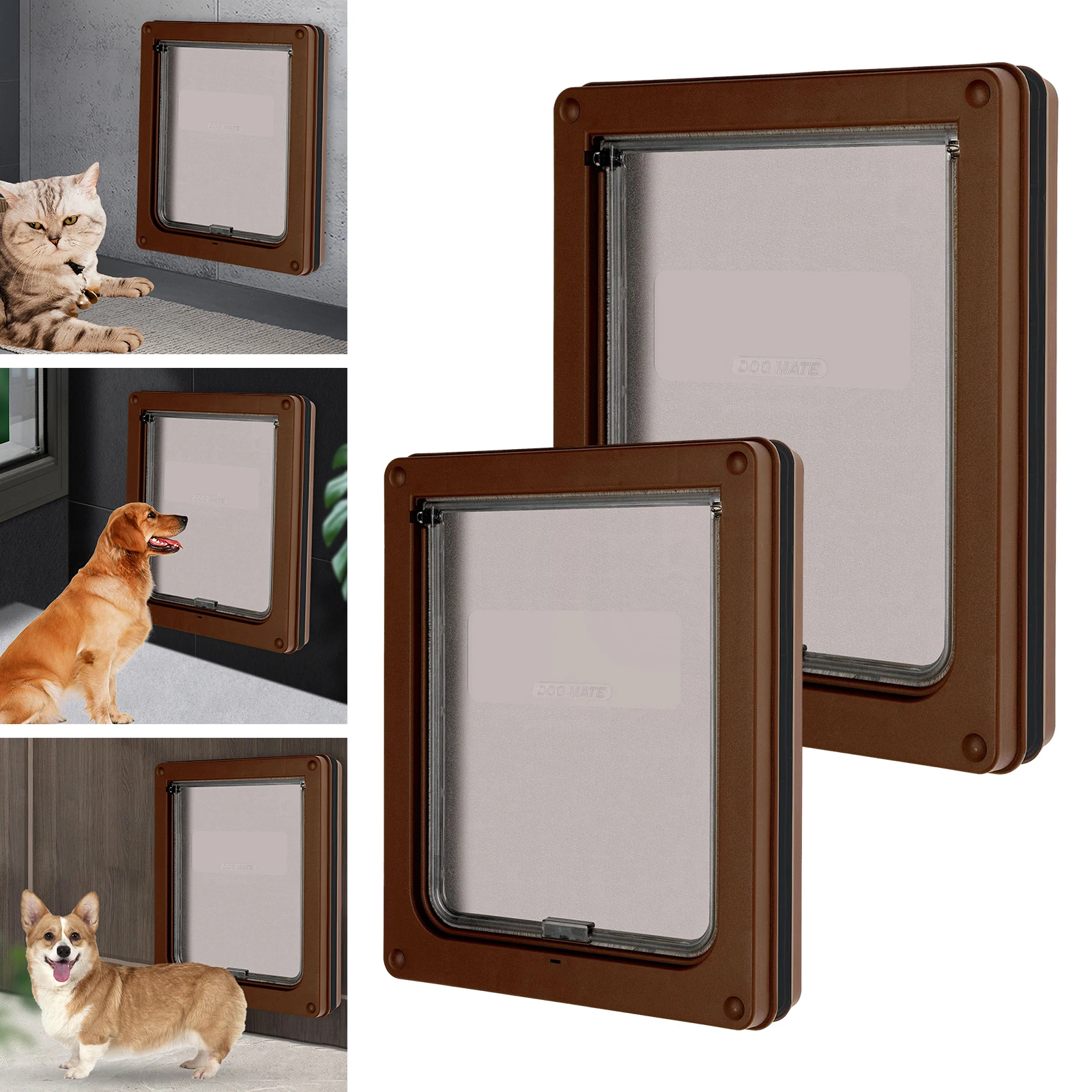 

Dog Flap Door Locking Pet Gate Gate Tunnel Cats Entry Frame Door with Door Window Easy to Install for Small/Medium Dog Animal