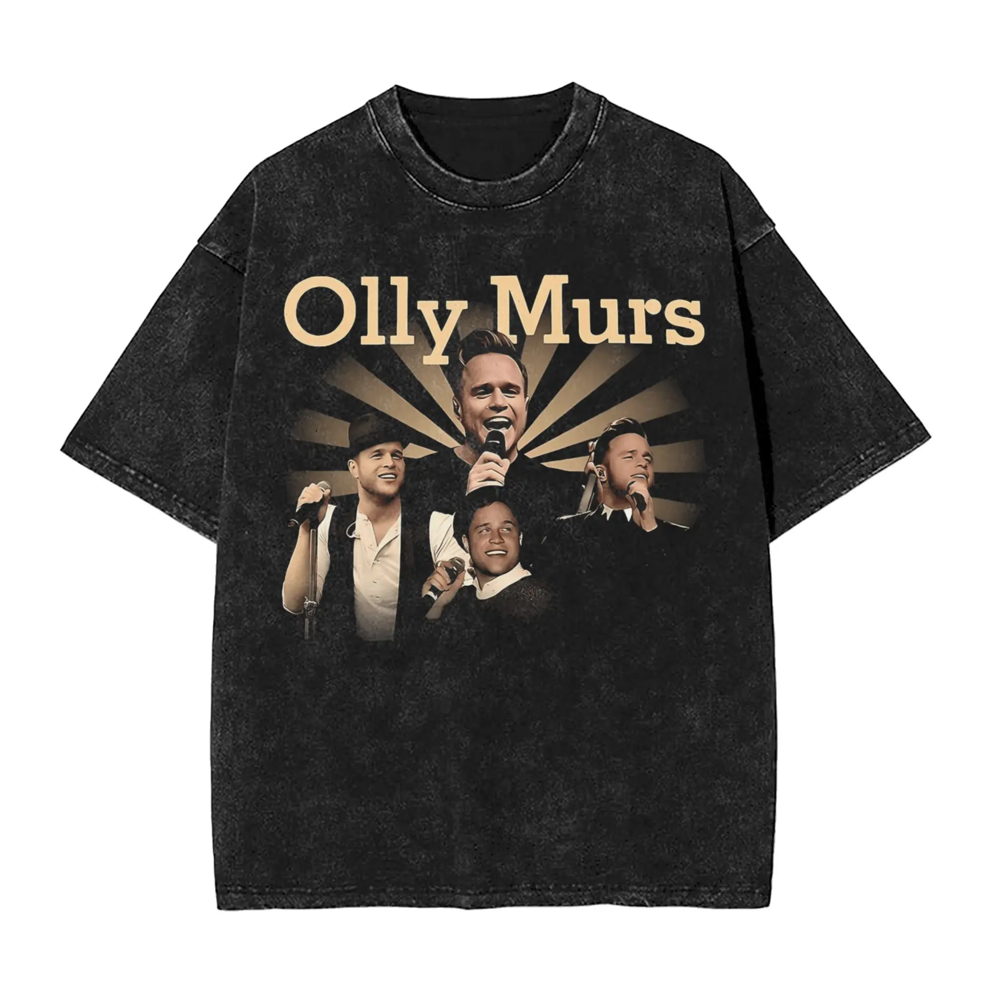 

OLLY MURS Washed T-Shirt Men Singer Street Style Cotton T Shirts Beach Round Neck Fashion Tee Shirt Print Oversize Tops