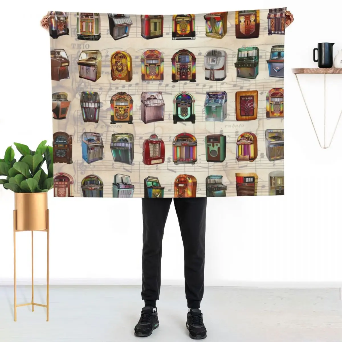 

Jukebox Throw Blanket Cozy Sofa Blanket for TV Watching Napping
