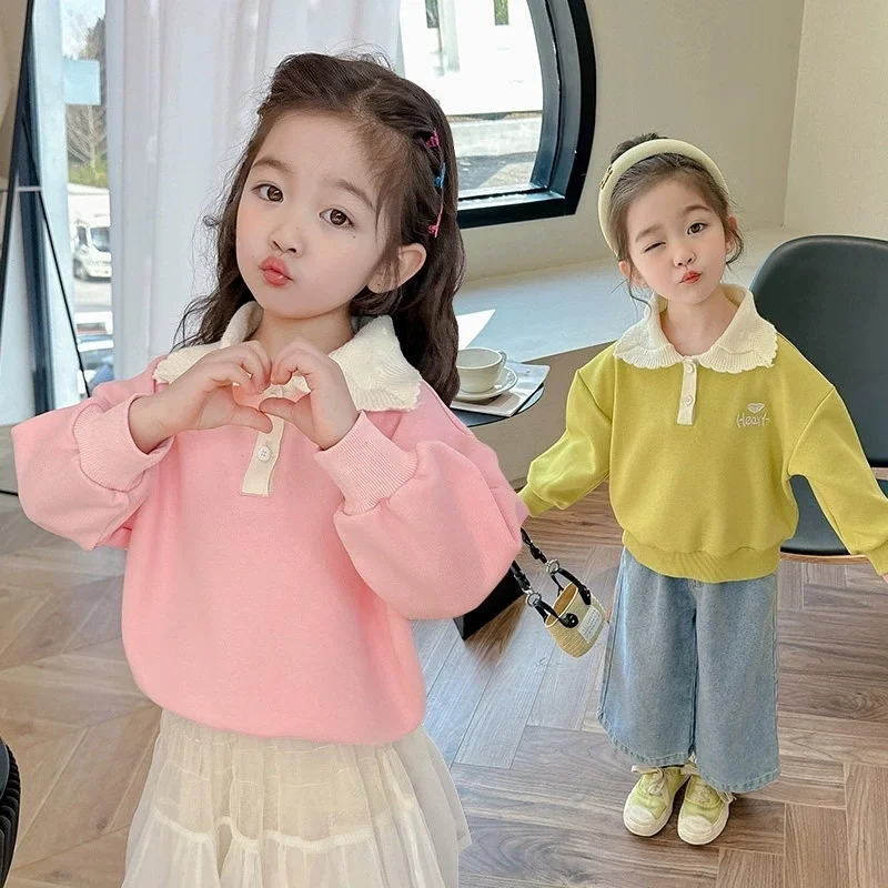 

Girls' Hoodie 2026 Spring and Autumn Children's Korean Version Fashionable Love Hoodie for Small and Medium-sized Children's Top