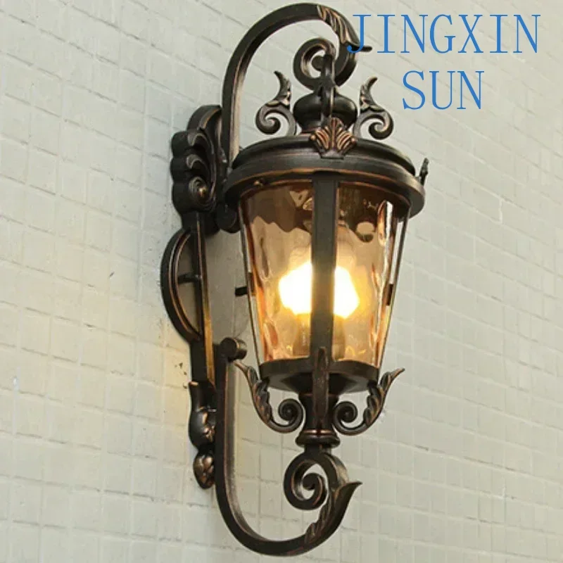 Outdoor Wall Sconce Light Vintage Garden Lamp Street Yard Lighting Hippocampus Style Luminarie for Balcony Porch Country House