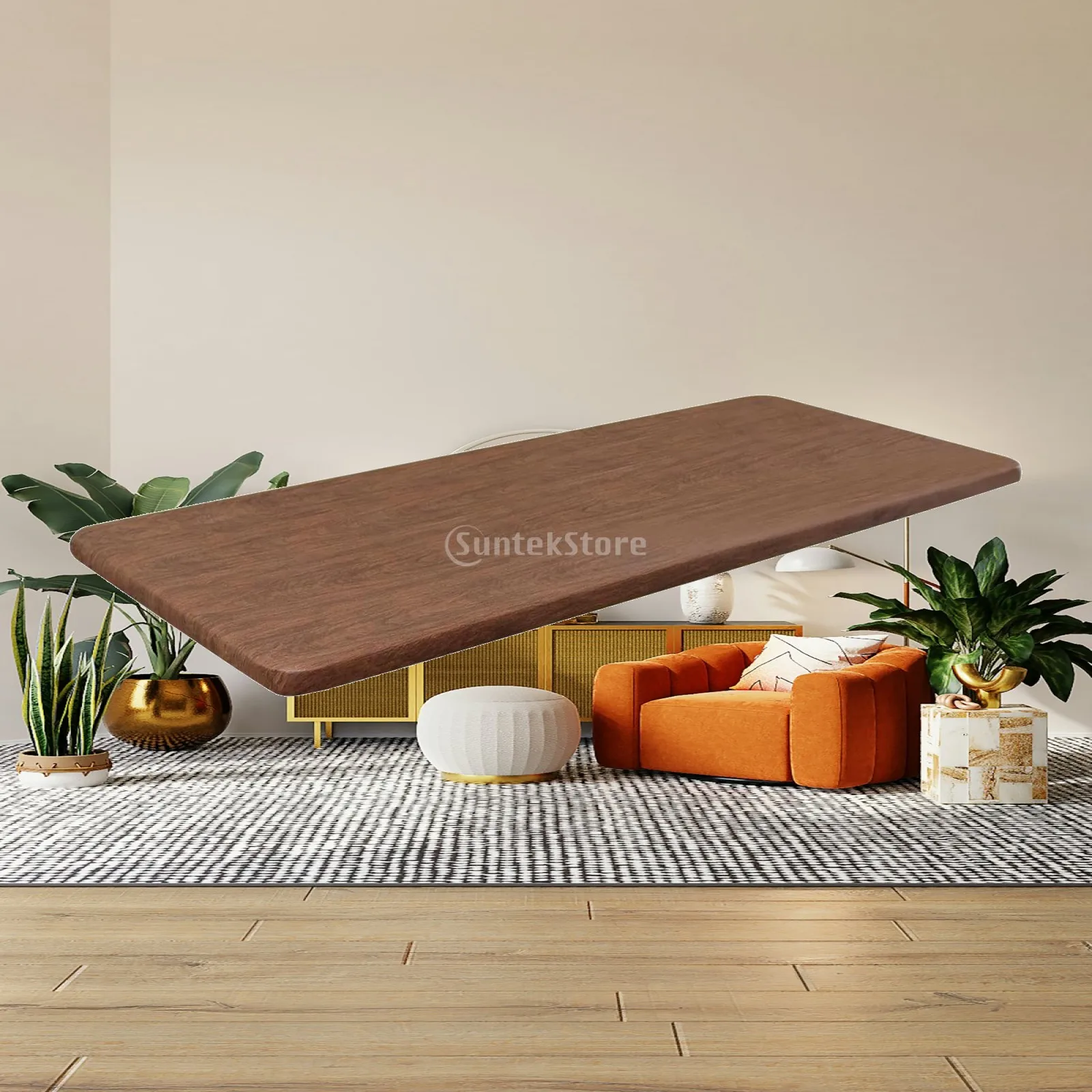 PVC Table Blanket Stretch Trestle Table Cloth with Secure Fit Heat Resistant Mat for Event Wedding Party Camping