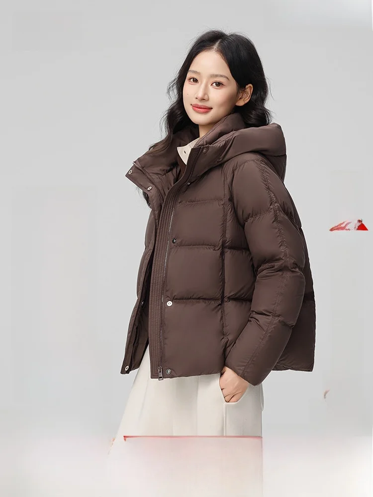 

Snowy Flight 2026 Spring New Women's ort Turtle Ba down Jaet Hooded Simple Basic Soft Du down Coat Ci Casual