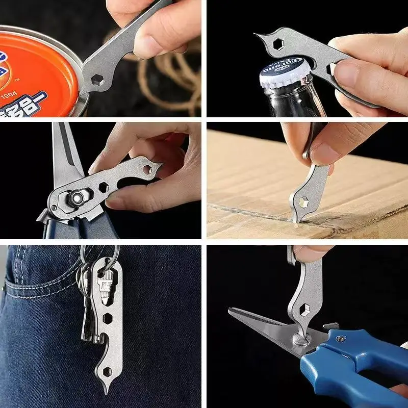 Herramienta multiusos titanio EDC con abridor botellas y clip MOLLE - imagen 4