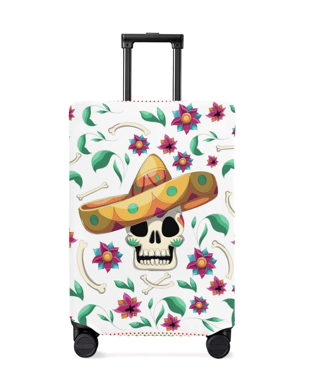 Mexico Skull Straw Hat Flower White Travel Luggage Protective Cover Travel Accessories Suitcase Elastic Dust Case Protect Sleeve