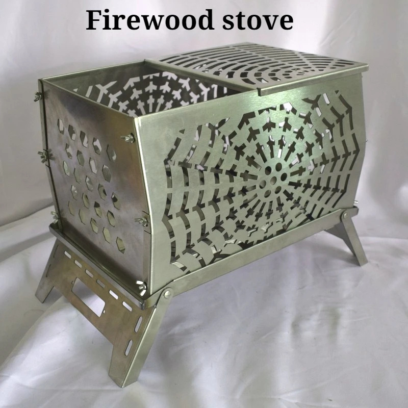 

Stainless Steel Firewood Stove Winter Household Split Detachable Portable Burning Furnace Heater Durable Camping Supplies