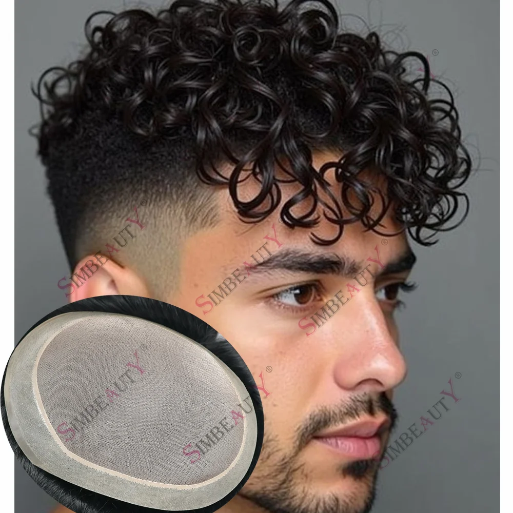 

Необнаружимый 20 мм 24 мм вьющийся мужской супер прочный тонкий моно парик из искусственной кожи с натуральной линией роста волос мужской вьющийся капиллярный протез из человеческих волос