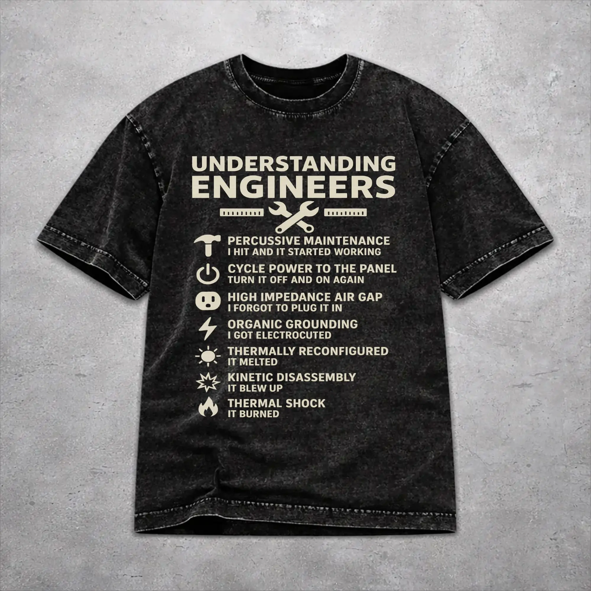 Engineer Shirt Funny Professional Gift for a STEM Grad  Washed T Shirt Streetwear Hip Hop Novelty T-Shirt Tops for Men Women