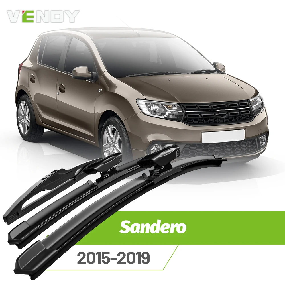 Vordere und hintere Wischerblätter-Set für Dacia Sandero MK2 (Facelift) 2015–2019, Windschutzscheiben-Regenbürsten, 22 Zoll + 19 Zoll, 11 Zoll