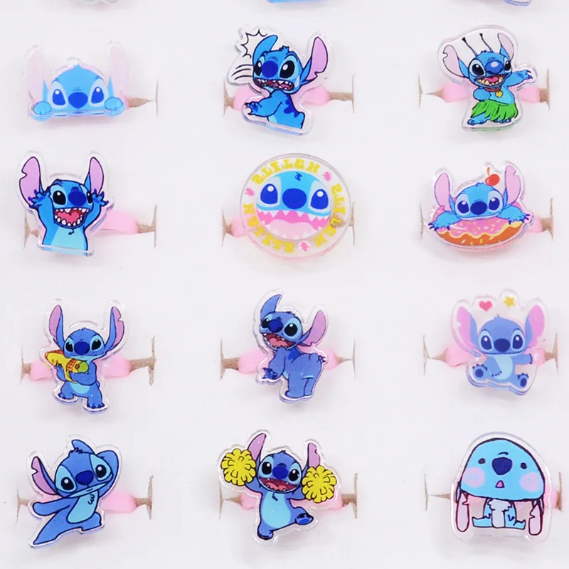 10/20/30pcs Disney Anime Stitch Ring Kawaii Lilo Stitch Children Acrylic Ring Cartoon Dolls Accessories Toy Kids Party Gifts