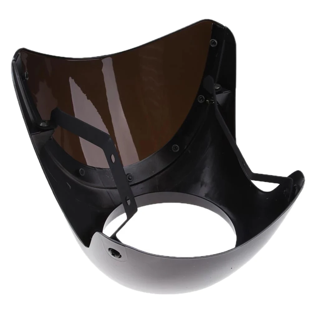 Motorrad Frontscheinwerfer Verkleidung Windschutzscheibe Windschutzscheibe Kunststoff Universal Cafe Racer Retro Scheinwerfer Windschutz Schwarz