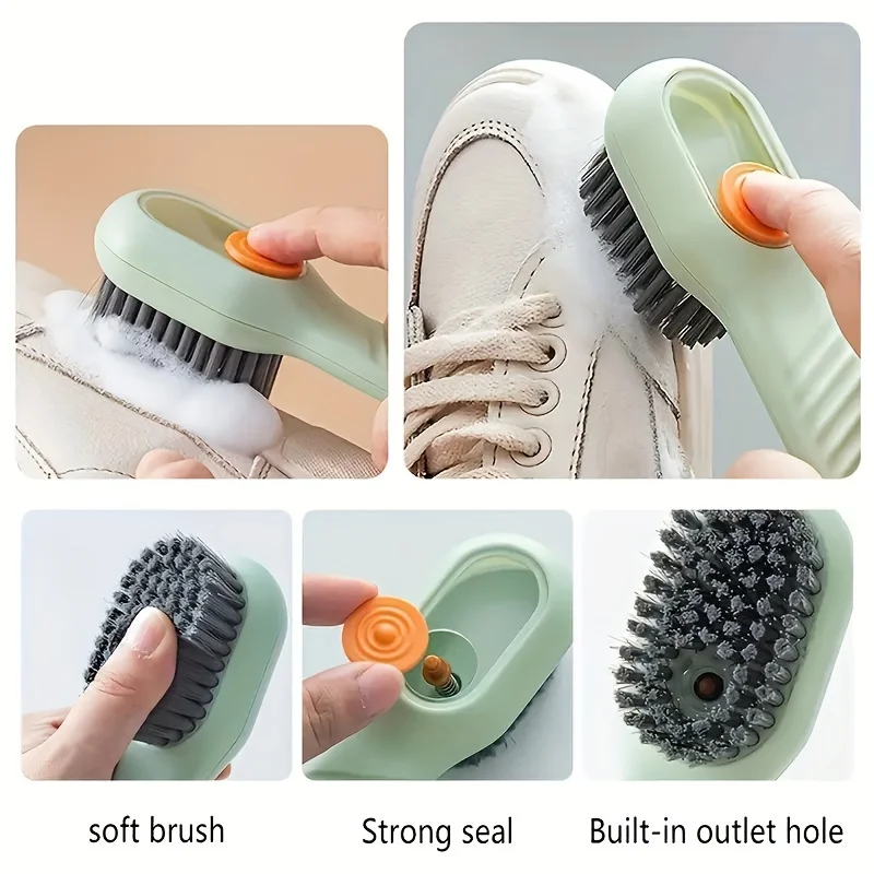 Multifunctional Laundry Brush Liquid Shoe Brush With Handle Flexible Washing Scrub Brush Soft Bristles Cleaning Tools Household