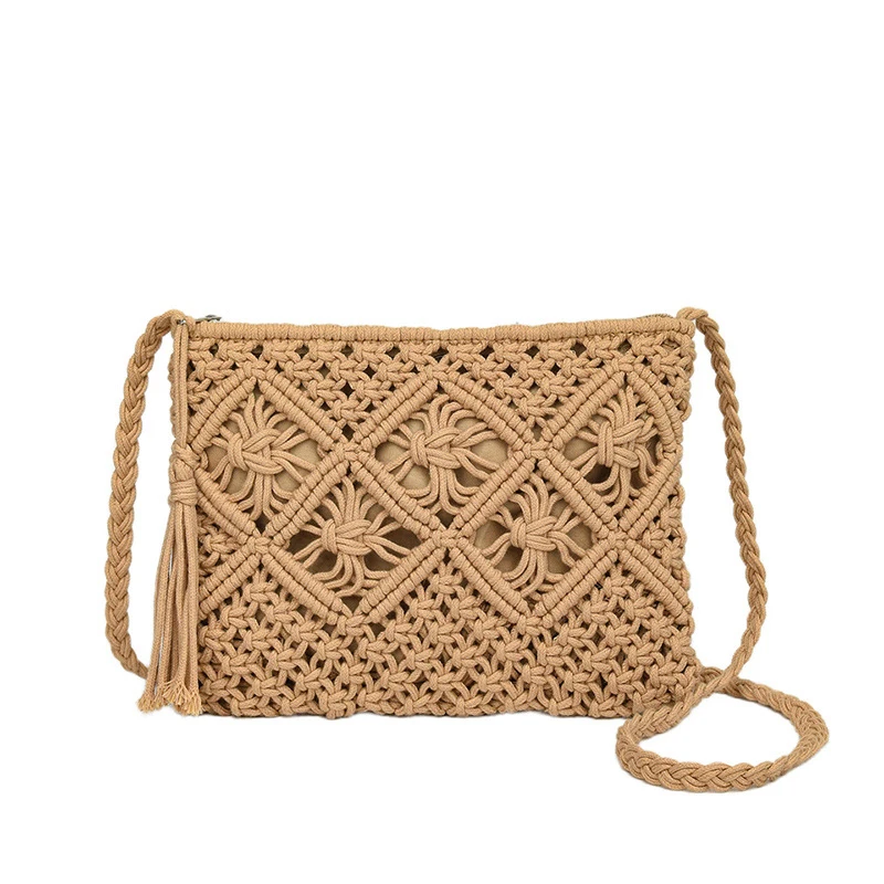 Mode Woven Aushöhlen Schulter Taschen Stroh Sommer Umhängetasche Strand Reise Handtasche Weiblichen Beutel Frauen Messenger Taschen 2024 – Detail 26
