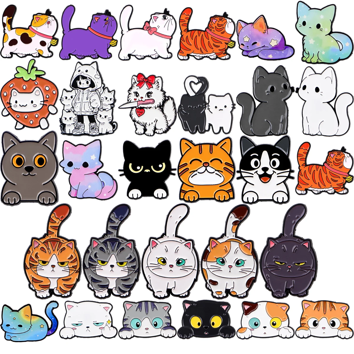 Pin de Esmalte de Gato Laranja Kawaii para Mochilas, Distintivos de Céu Estrelado, Broche para Roupas, Presentes de Joias para Amigos